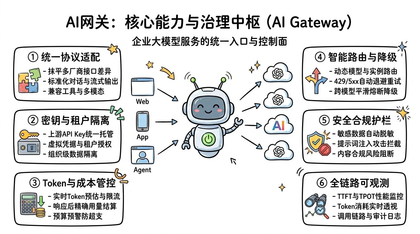企业级AI网关核心能力全景与治理中枢
