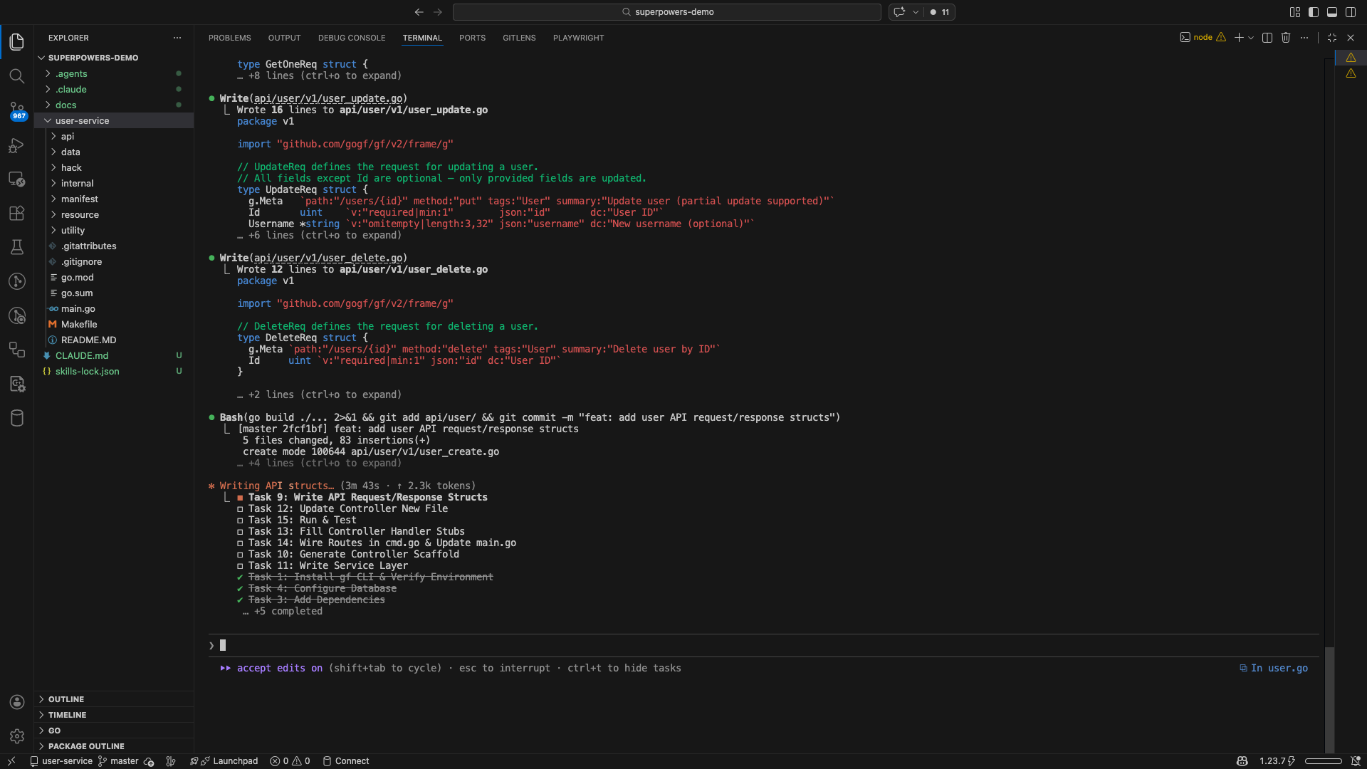 Superpowers任务执行,每批次完成2-3个任务