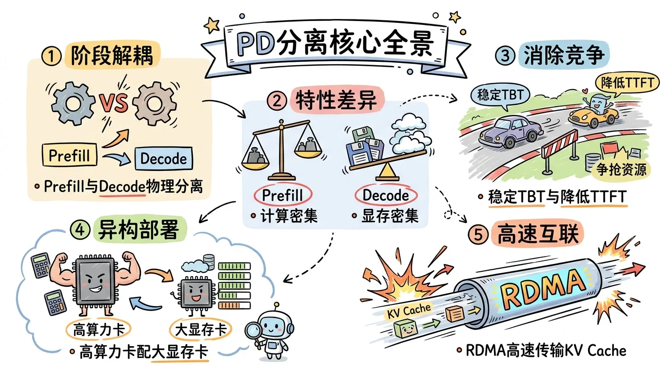 PD分离核心全景：阶段解耦、特性差异、消除竞争、异构部署与高速互联