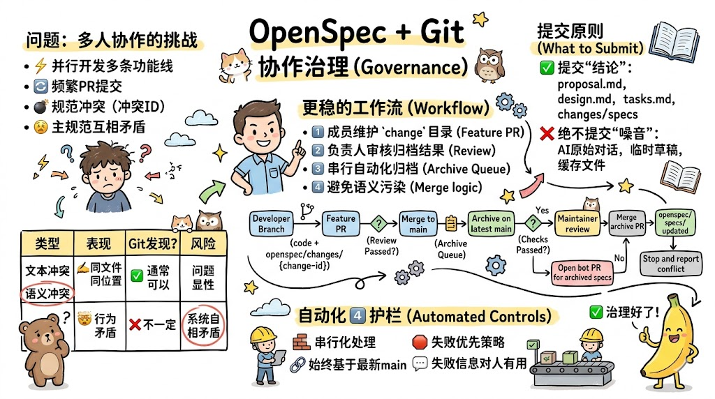 OpenSpec与Git协作:团队多人协作中的规范归档、冲突治理与工程实践