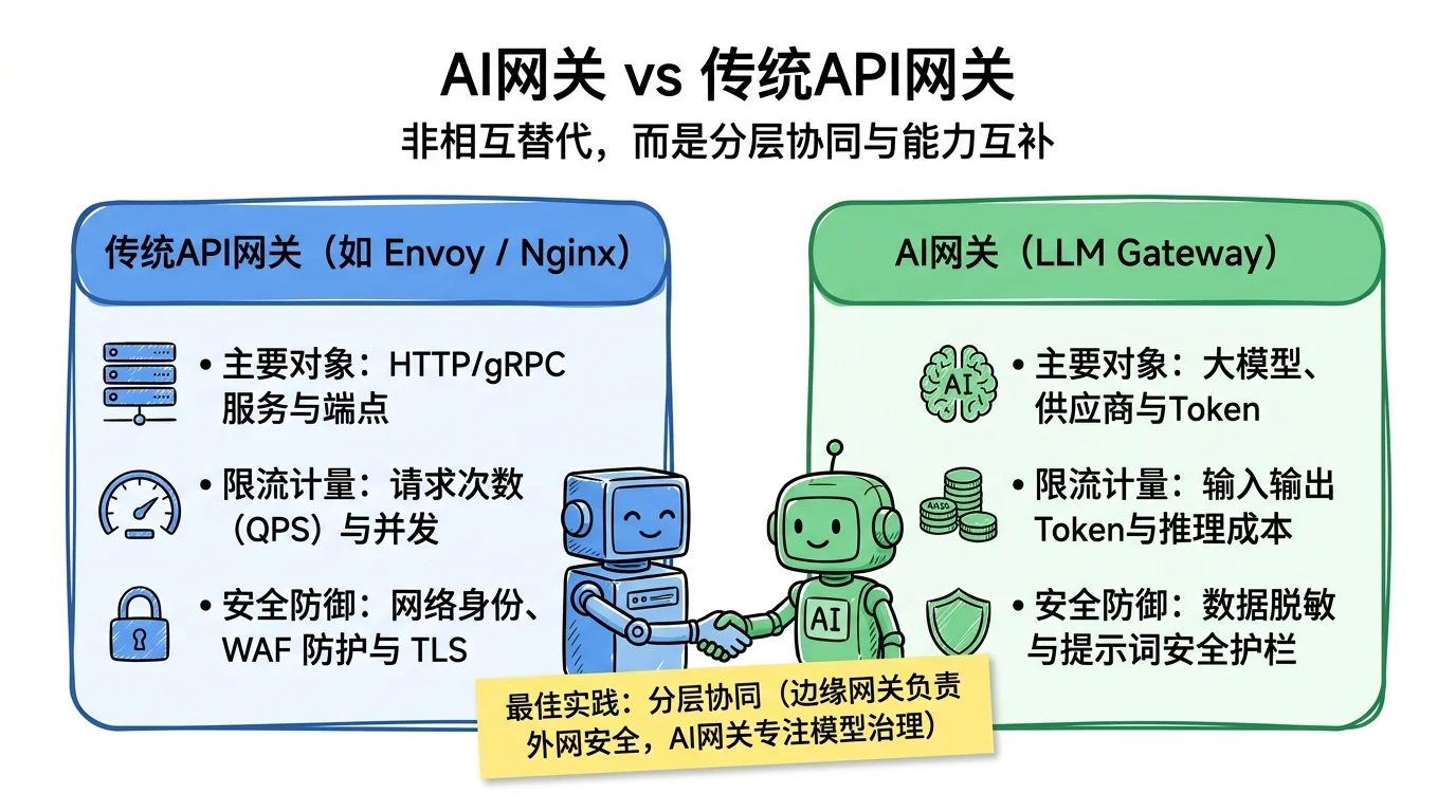 AI网关 vs 传统API网关:非相互替代,而是分层协同与能力互补